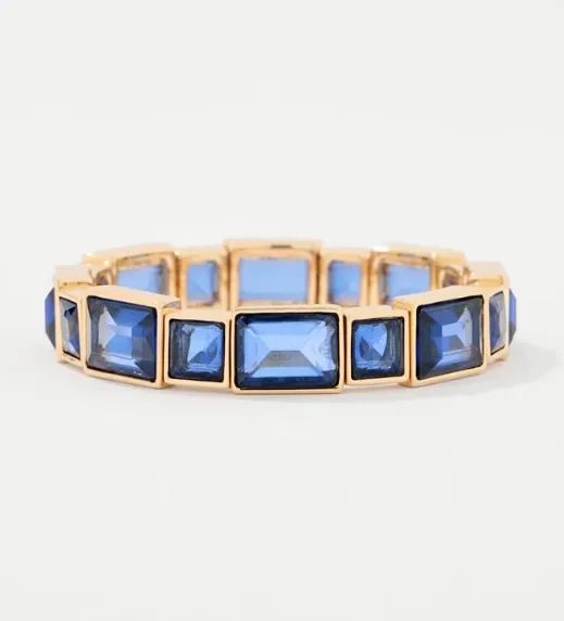Dark Blue Glass Stone Stretch Bracelet